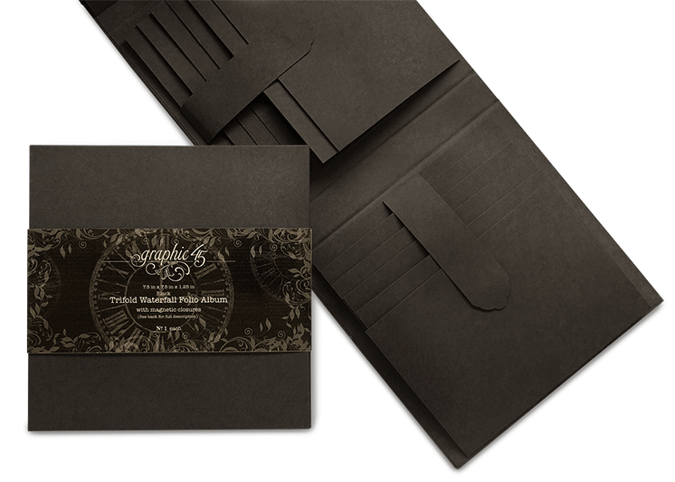 GRAPHIC 45 - TRI-FOLD WATERFALL ALBUM - NEW BLACK COLOR G45 - NOW