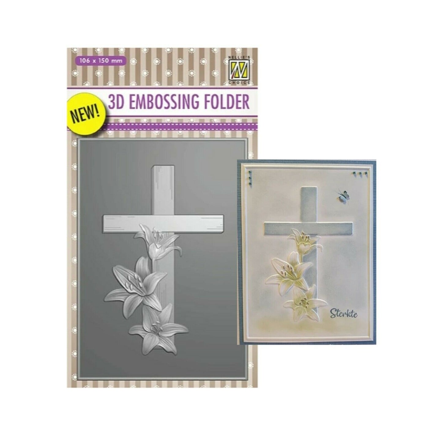 CHRISTIAN CROSS & LILLIES - 3D EMBOSSING Folder for EASTER- by NELLIE SNELLEN - 3D - new !!