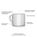 CRICUT STACKABLE MUGS for SUBLIMATION - 10 Ounces - Set of 4 -  All White Ceramic Coffee and Tea Mugs - - New !