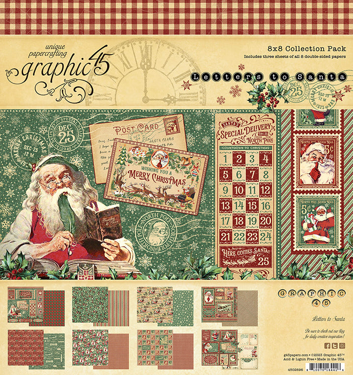 LETTERS TO SANTA by Graphic 45 - 8x8 COLLECTION CARDSTOCK New ! 2023 ...