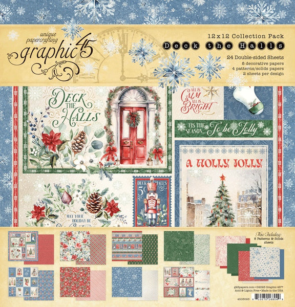 GRAHPIC 45 - DECK THE HALLS PAPERS 12X12 -and EPHEMERS DIE CUTS  #G453096 &  #453093
