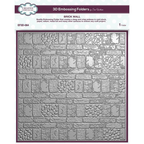 BRICK WALL - 3D Embossing Folder 8"x8" by Creative Expressions - New !   EF3D-064