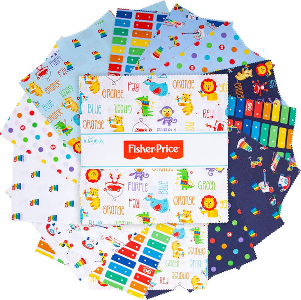 QUILT SQUARES - FISHER PRICE BABY - COTTON - RILEYBLAKE 5" STACKER -42 PIECES -* RETIRED *