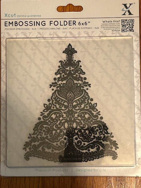 CHRISTMAS TREE - EMBOSSINg Folder - XCUTS by DOCRAFTS - RARE !!  6X6