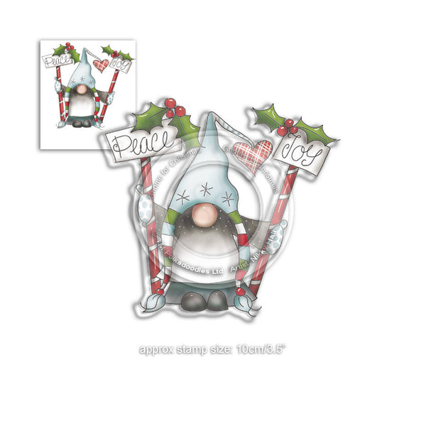 POLKADOODLES - GNOME CHRISTMAS - " PEACE AND JOY "   PD7948