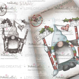 POLKADOODLES - GNOME CHRISTMAS - " PEACE AND JOY "   PD7948