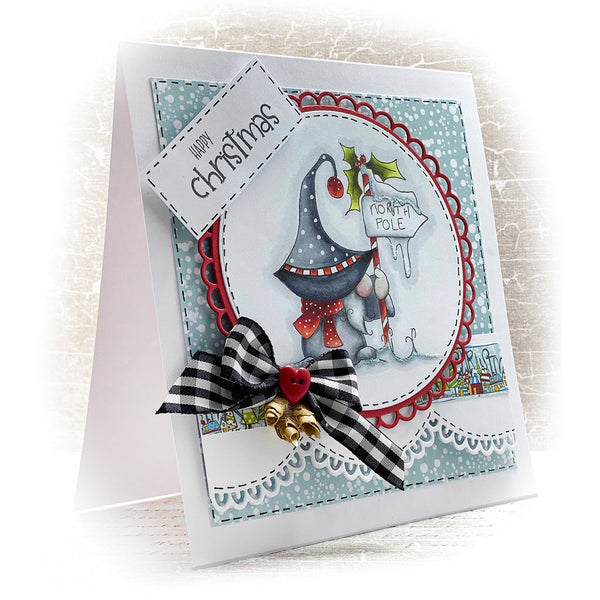 POLKADOODLES - GNOME CHRISTMAS - " NORTH POLE "   PD7944