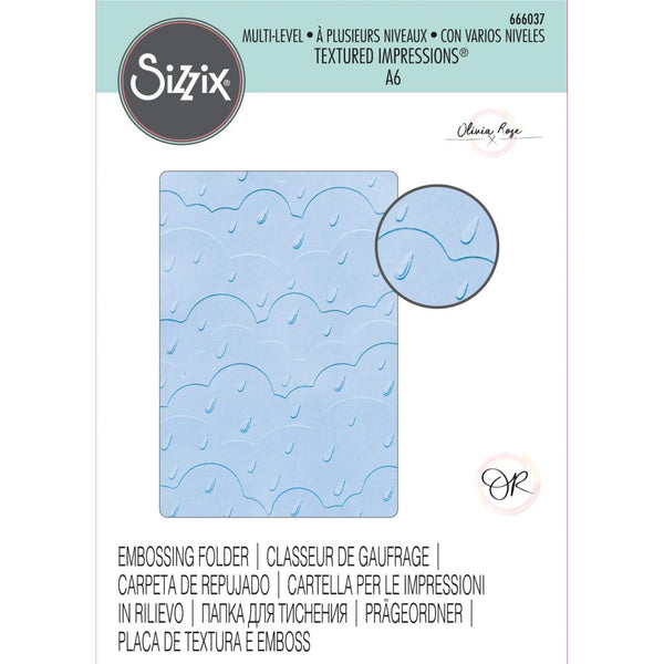 RAIN CLOUDS - TEXTURED EMBOSSING FOLDeR by SIzziX -  A6 Embossing Folder - NeW  !!