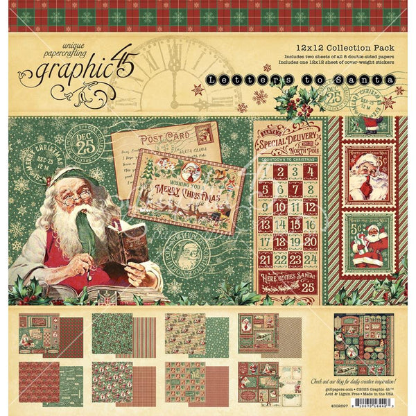 LETTERS TO SANTA by Graphic 45 -  12x12 COLLECTION with STICKERS - New ! 2023