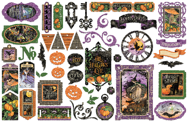 Graphic 45 Midnight Tales 12x12 paper Collection New! Pumpkins, Witches,  Bonus+