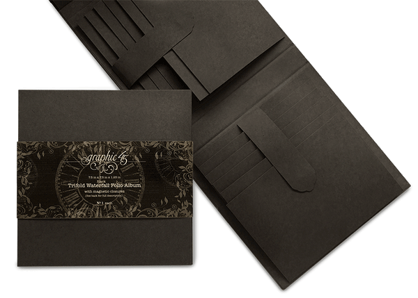 GRAPHIC 45 - TRI-FOLD WATERFALL ALBUM -  NEW BLACK  COLOR   G45 - NOW IN STOCK !! #G4502383