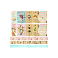 ALICE'S TEA PARTY 12 X 12  - CARDSTOCK COLLECTION - NEW !! - 12 PAGES