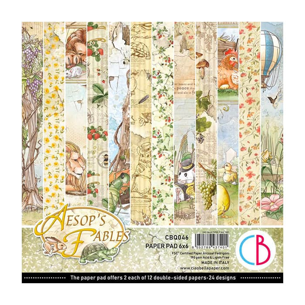 AESOP'S FABLES - 6x6  CREATIVE PAPER SET - 24 DOUBLESIDED PAPERS by CIAO BELLA