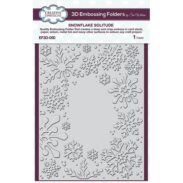 SNOWFLAKE SOLITUDE  - 3-D  Embossing Folder by CREATiVE EXPRESSIONs - NEW !!   #EF3D030 - CHRiSTMAS CARDs