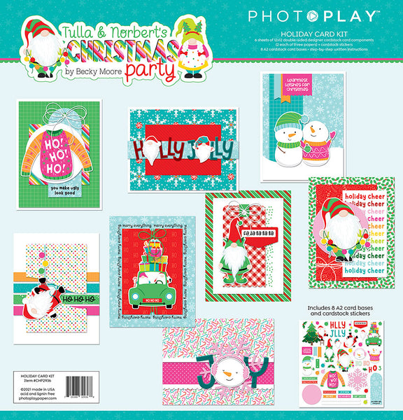 CHRISTMAS PARTY CARD KIT  by TULLA & NORBERT GNOMES - by Photoplay- EASY KIT !!