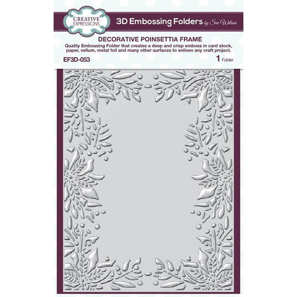 POINSETTIA FRAME  - 3-D  Embossing Folder by CREATiVE EXPRESSIONs - NEW !!   CHRiSTMAS CARDs
