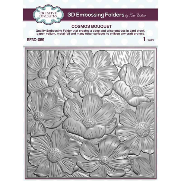 EMBOSSING FOLDER - 3D  - COSMOS BOUQUET -  EASTER   6x6 by Creative Expressions - New 2023 !!