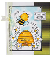 BEE HAPPY "BUZZING BY "  STAMP  by Woodware - New ! 4x6  JGS515