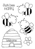 BEE HAPPY STAMP  by Woodware - New ! 4x6  FRS670