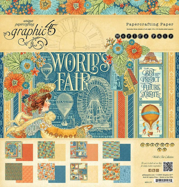 WORLDS FAIR 8x8 - by GRAPHIC 45 - 8X8 PAPER PAD - RETIRED & RARE !