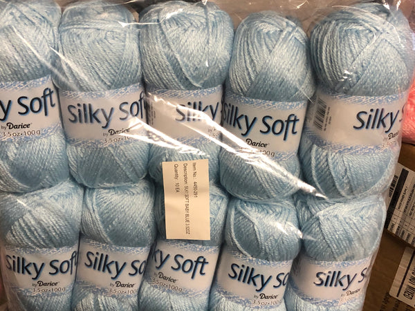 SOFT & SILKY YARN -10 SKEINS Package - Baby BLUE - Powder Blue - Light Blue