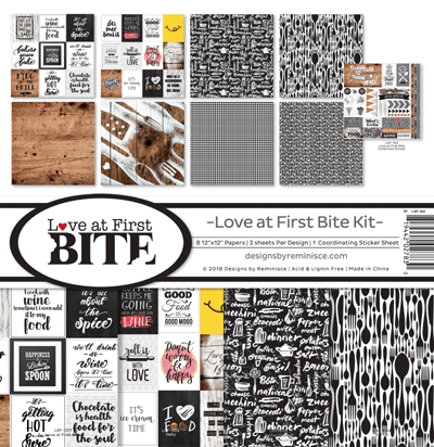 LOVE AT FIRST BITE ! -  Scrapbook Collection Kit - 8 Double Sided Pages & Sticker Sheet - by REMINISCE