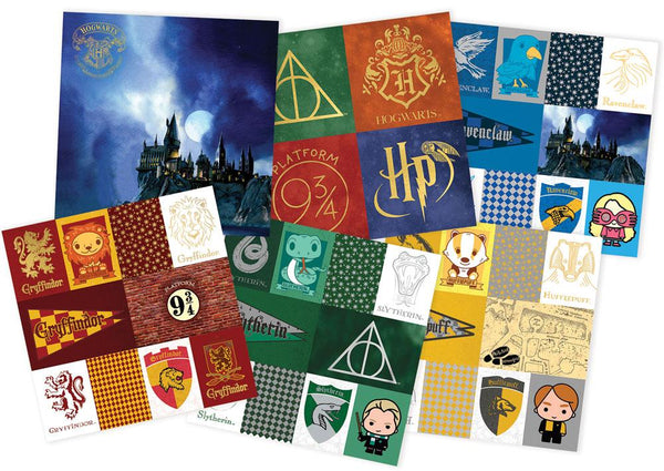 HARRY POTTER SCRAPBOOK PAPER / CARDSTOCK SET with GOLD ACCENTS !  - SINGLE SHEETS