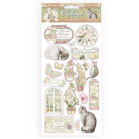 ORCHIDS & CATS - by STAMPERIA - 19 Piece ADHESIVE CHIPBOARDS ONLY !