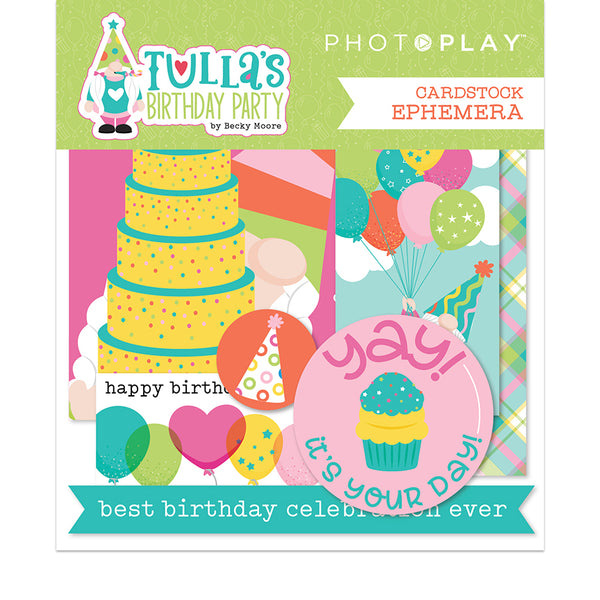 TULLA'S BIRTHDAY EPHEMERA PACK by PHOTOPLAY - GNOMES BIRTHDAY PARTY ~