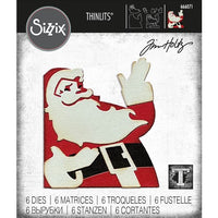 Tim Holtz SANTA " RETRO SANTA " THINLETs #666071 CHRISTMAS Die Set from SiZZIX ! 6 Pcs.