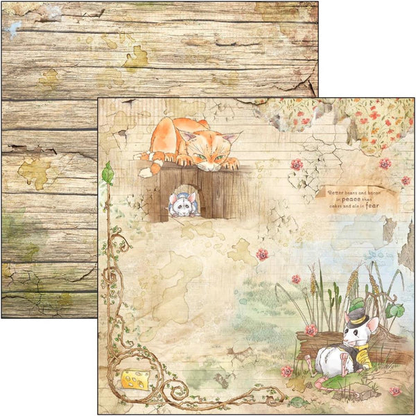 AESOP'S FABLES - CARDSTOCK 12X12 SCRAPBOOK PAPER SET - 12