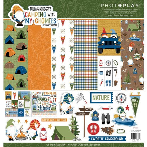 CAMPING WITH MY GNOMIES - Tulla & Norbert - GNOMES - 12x12 Papers with Stickers !  by PHOTOPLAY