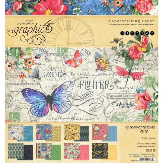 FLUTTER COLLECTION PACK by GRAPHIC 45 -12X12 w/ STICKERS -  RETIRED