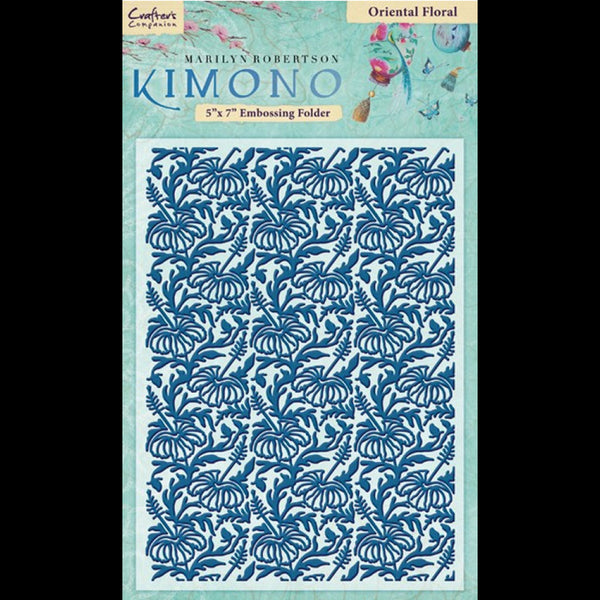 ORIENTAL FLORAL ~ KIMONO by Marilyn Robertson  -Oriental Design - Asian- 5x7 Embossing Folder- NeW Item !!