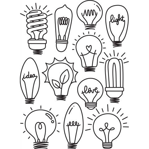 LIGHT BULBS  -   EMBOSsING FoLDeR - A2  - New !! Assorted Antique and New Style Lights -  Fun EMbossing !