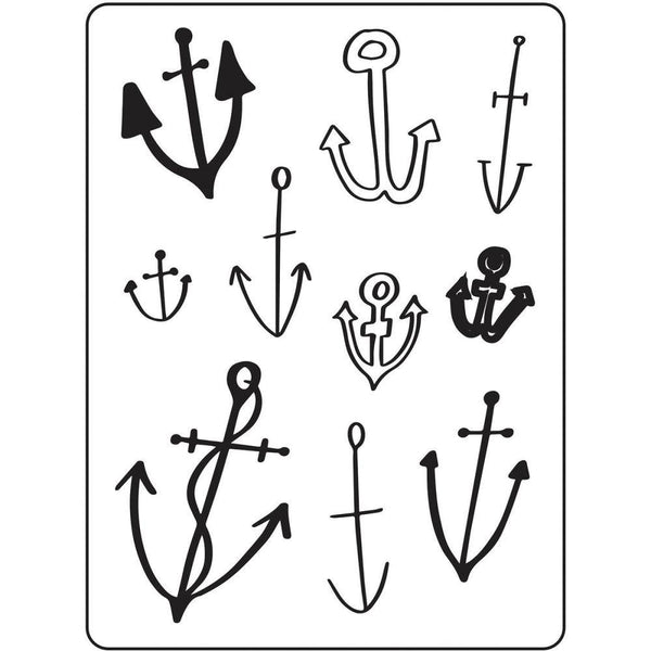 ANCHORS - HAND DRAWN  -   EMBOSsING FoLDeR - A2  - New !!  NAUTiCAL STYLiNG !