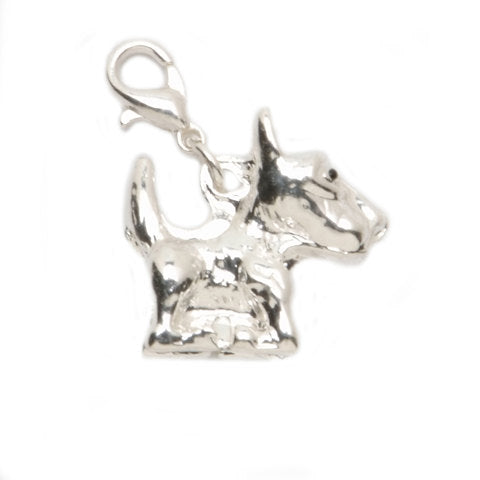 YORKIE DOG  CHARMs -  Lobster Clasp Charm - Cute Little Silver Dog