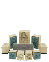 GORJUSS GIRLs Tin Set !!  Wood Mounted Stamp Set in a Tin with Stamp Ink Pad for Journals and Stationery