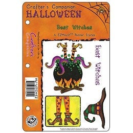 BEST WITCHES by Crafter's Companion  - Stamp Set  New in Pkg. Make Your Own  Halloween Cards - SHIPs FREE !!