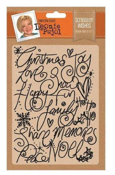 CHRISTMAS SCRIBBLEY WISHEs - by LEONiE PUJOL - 5x7  IMPoRTED Embossing Folder - Cute Card Maker for CHRiSTMAS !  Retired !