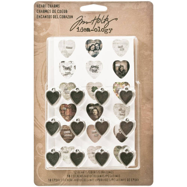 Tim Holtz VALENTINEs HEART CHARMS by  - JEWELRY CHARMs for VALENTINEs Day Scrapbooks, Love Themes, Boxes, Necklaces etc.