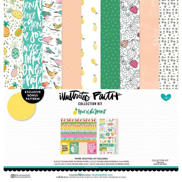 ILLUSTRATED FAITH - FRUITs of the SPIRIT - CHRISTiAN Cardstock - 12x12 Collection Plus Free WASHi Tape !