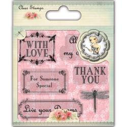 Mirabelle 2 SENTIMENTS by  SANTOROs of London Cling Stamp Set - Rare !! Trimcraft - DoCrafts -