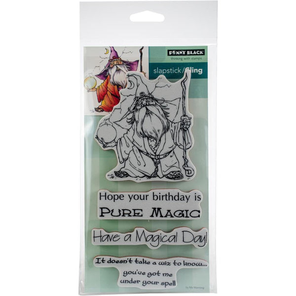 The WIZ - PENNY BLACK Stamp Set - 4 Pieces of Mounted Cling RUbber stamps -  " The Wizard "  Theme