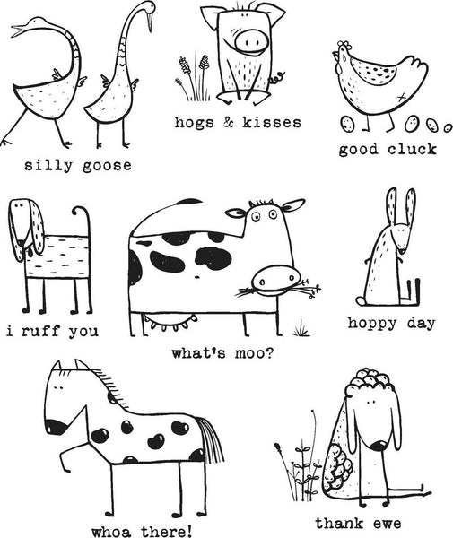 FUNNY FARM STAMPs Set - New !!  by Tim HOLTZ Stamp SeT -  Make Cards and Gifts - Stampers Anonymous