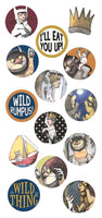 WHERE the WILD THINGs Are - BUTTONs PUFFY STICKERs - 14 Pcs. per pack - Make Cute Buttons !! - by Paperhouse Productions -