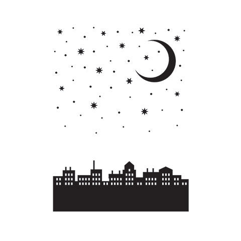MOON OVER the CITY -  EMBOSSiNG Folder - A2  - Makes Cute Cards !   City Moon   DAR30041351