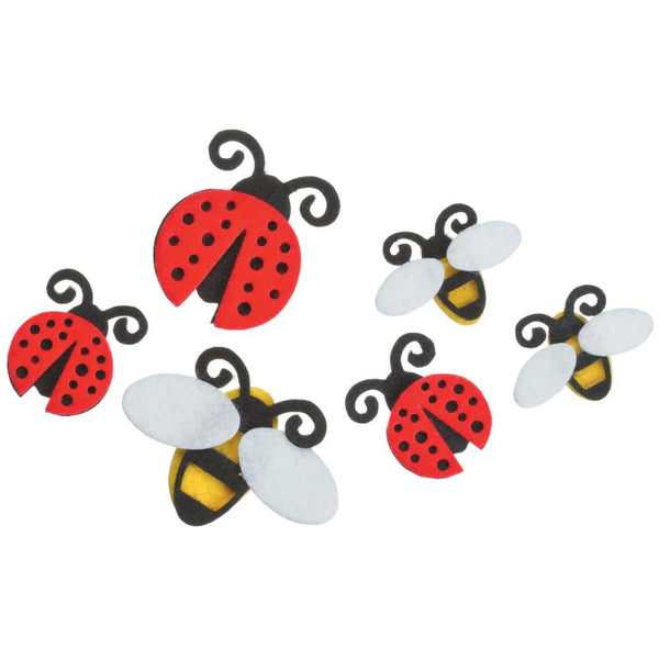 LADYBUGS and BEES - Felties  Set of 18 Stickers -  So Cute ! Use for Cards, Scrapbooking and , Crafts !