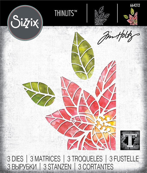POINSETTIA PIECES by TiM HOLTZ - THINLETs #664212  Die Set from SiZZIX !  New !!!