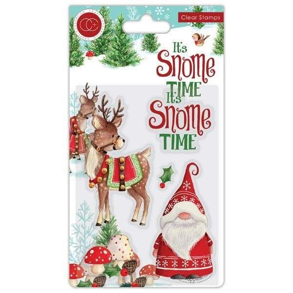 It's SNOME TIME " . - New !!  CHRISTMAS  GNOMEs -  Clear Stamp set CCSTMP013 - Matches Papers !